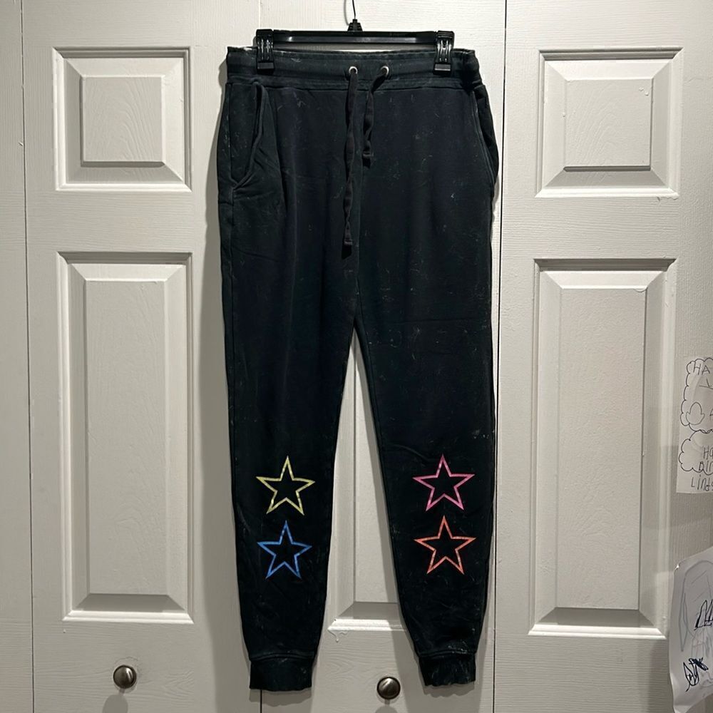 CHRLDR Distressed Black Jogger Sweatpants, Size Large